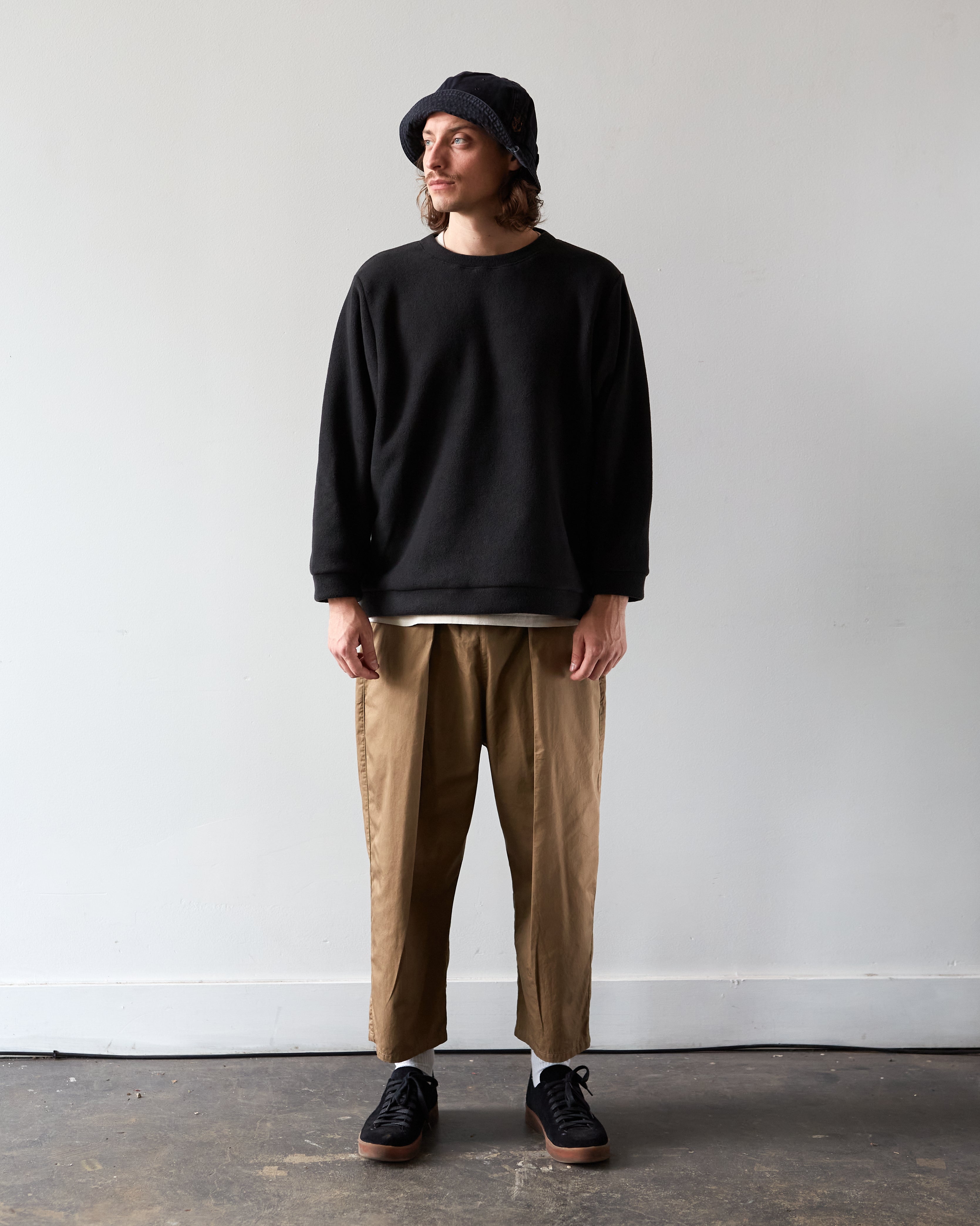 Kapital Reverse Fleece Big Crew Sweatshirt, Black – Glasswing