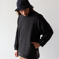 Kapital Reverse Fleece Big Crew Sweatshirt, Black