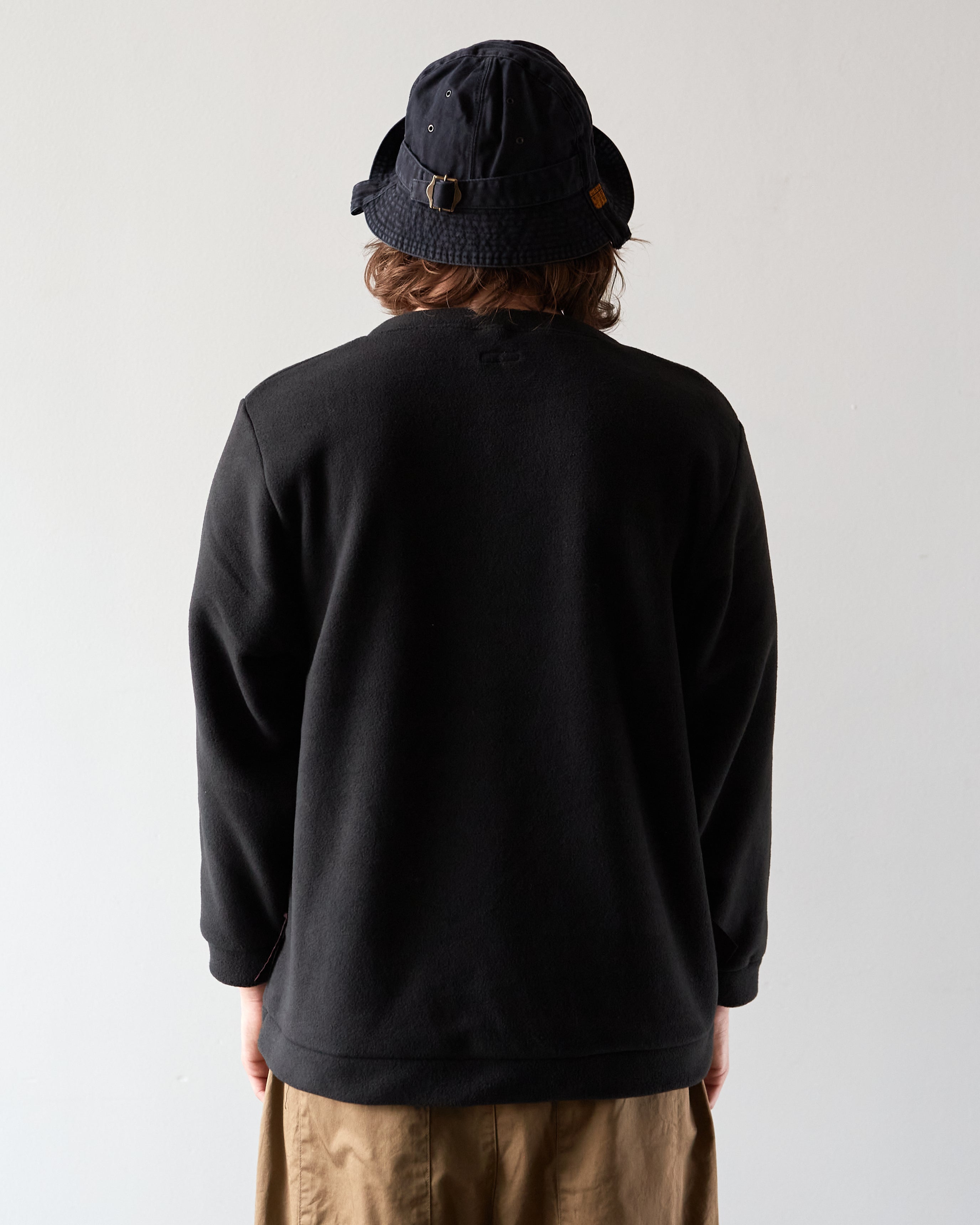Kapital Reverse Fleece Big Crew Sweatshirt, Black – Glasswing