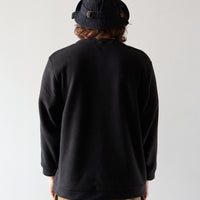 Kapital Reverse Fleece Big Crew Sweatshirt, Black