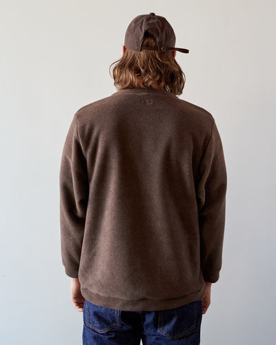 Kapital Reverse Fleece Big Crew Sweatshirt, Brown