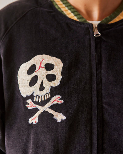 Kapital Velvet Souvenir Rain-Skull Jacket, Black