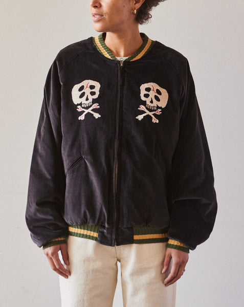 Kapital Velvet Souvenir Rain-Skull Jacket, Black | Glasswing