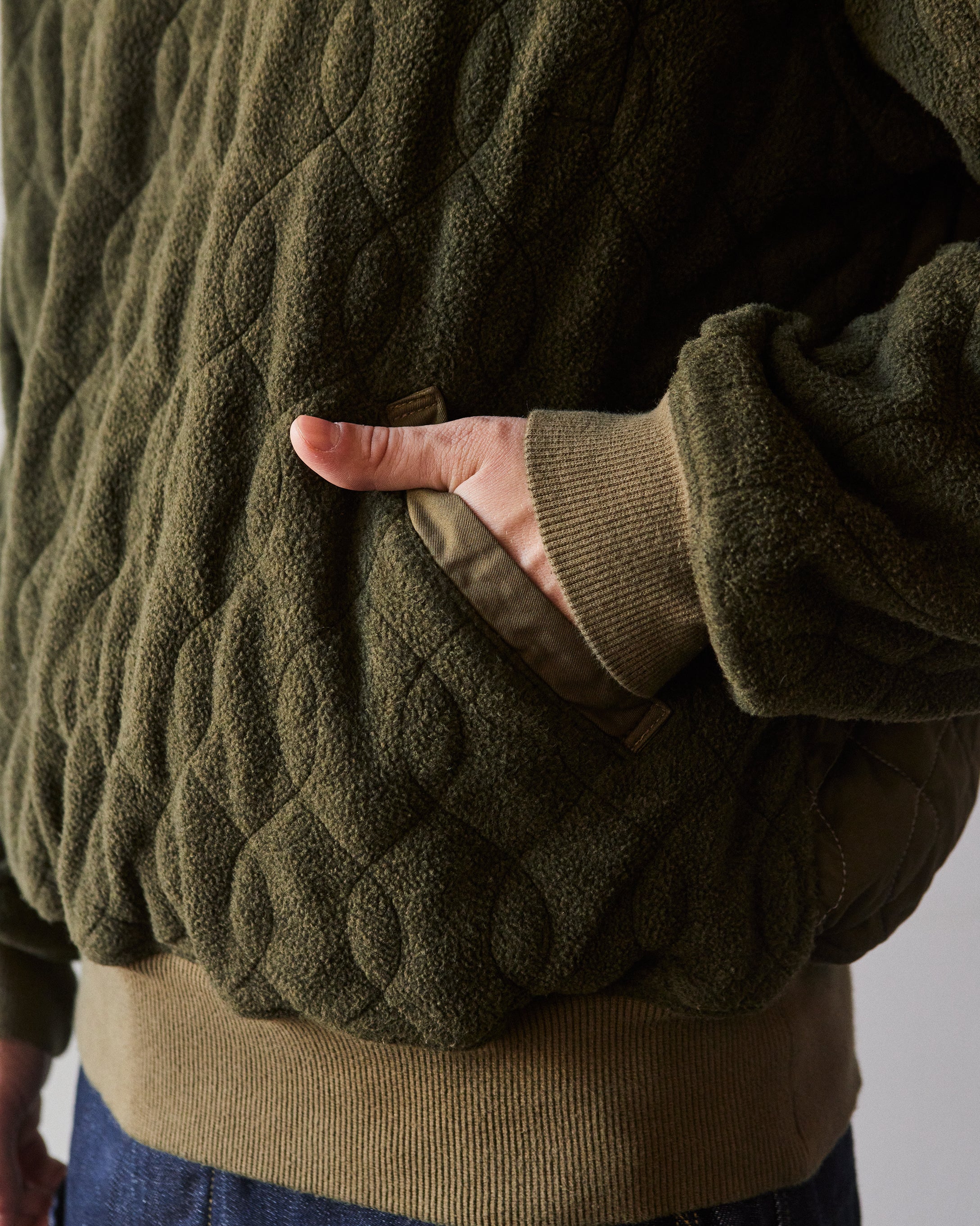Kapital Waffle Quilt Crew Sweater, Khaki – Glasswing