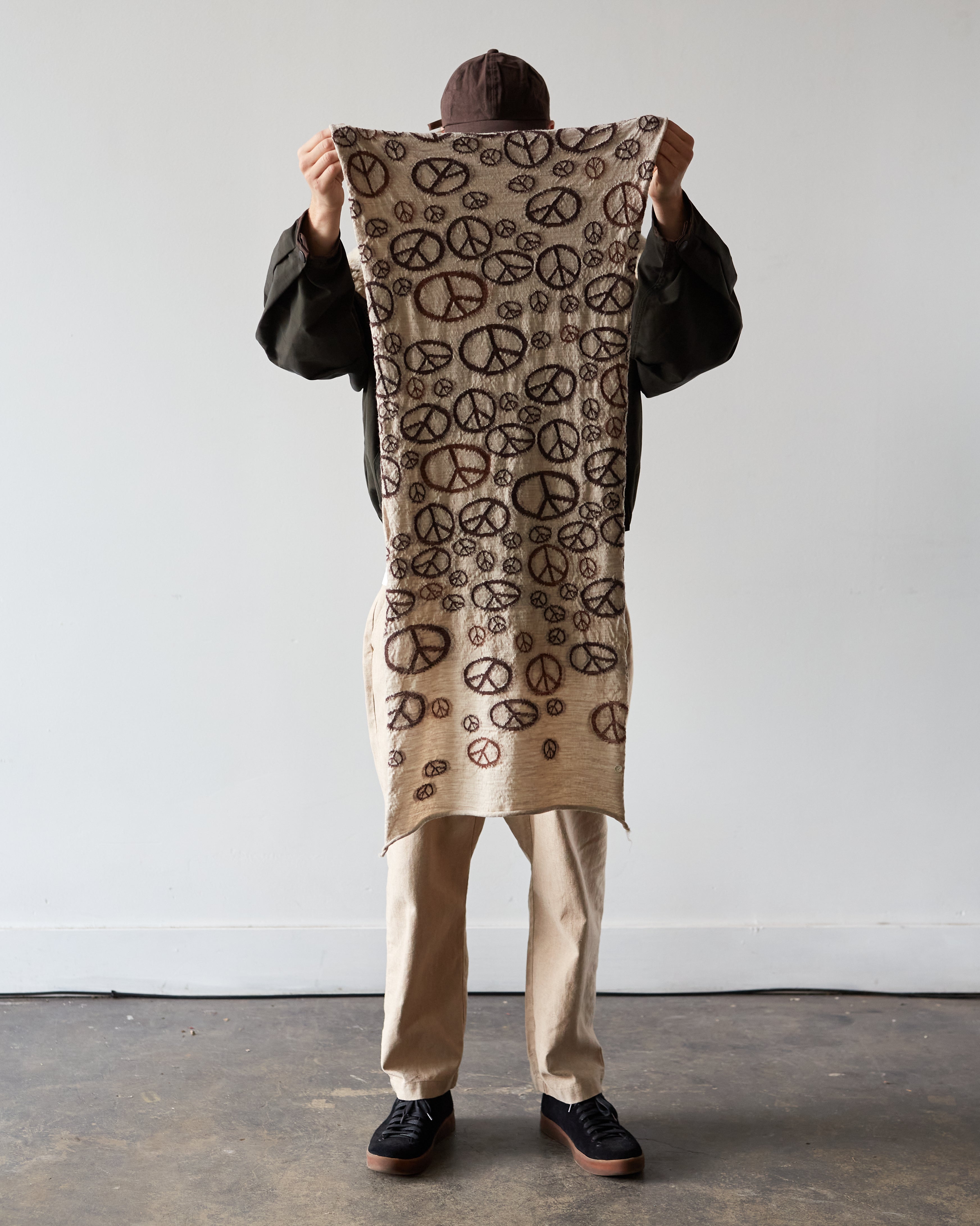 Kapital Wool Happy Peace Scarf, Beige – Glasswing