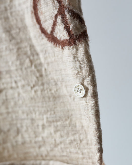 Kapital Wool Happy Peace Scarf, Beige