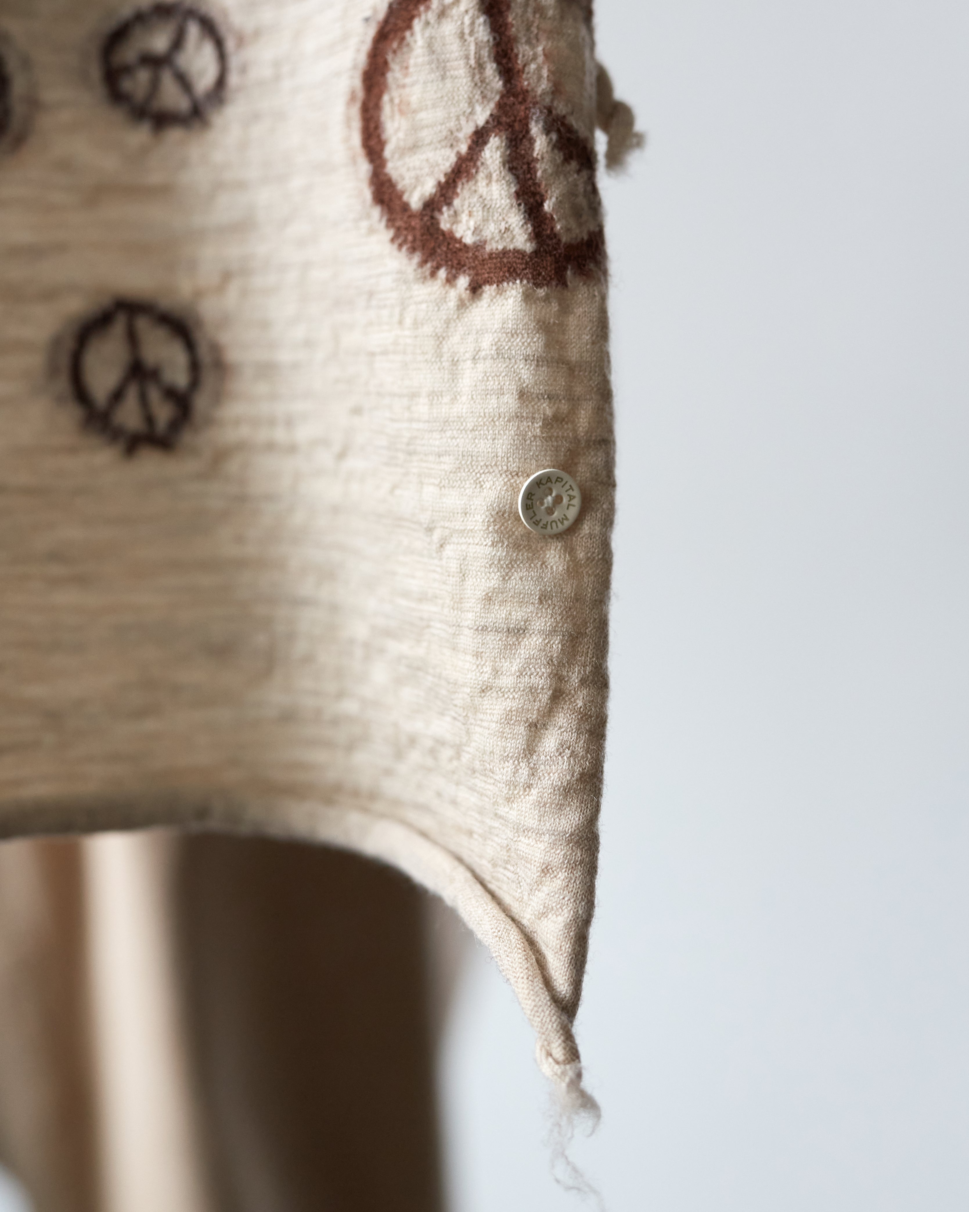 Kapital Wool Happy Peace Scarf, Beige – Glasswing