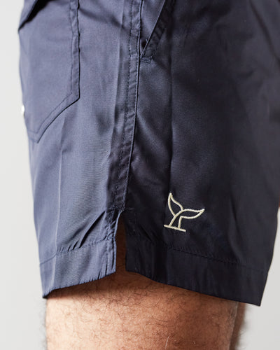 La Paz Morais Swim Shorts, Dark Navy/Ecru Whale