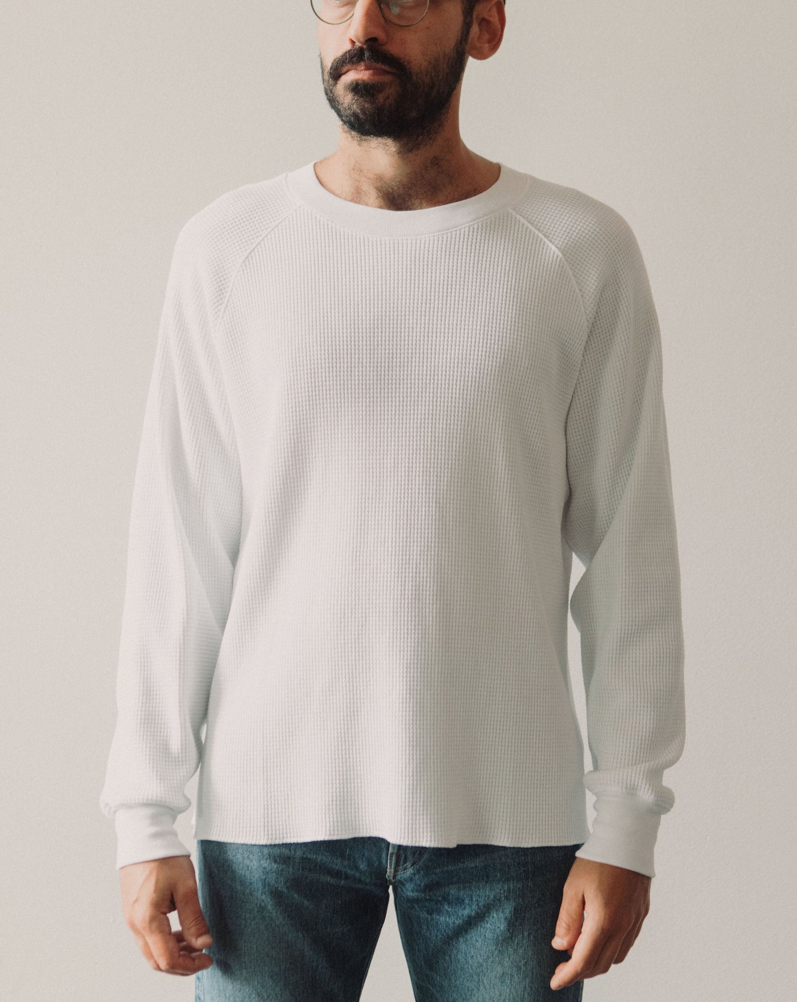 Long Sleeve Relaxed Fit Thermal Shirt - White