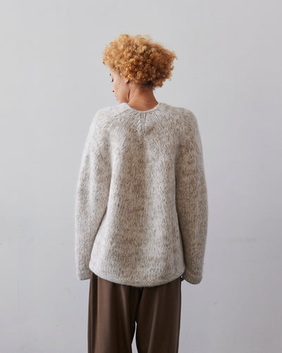 Lauren Manoogian Handknit Marl Cardigan, White/Pebble