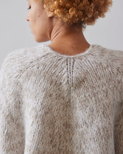 Lauren Manoogian Handknit Marl Cardigan, White/Pebble