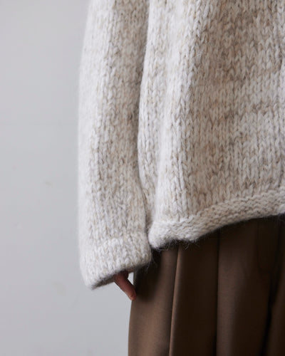 Lauren Manoogian Handknit Marl Cardigan, White/Pebble