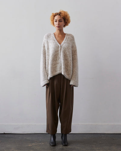 Lauren Manoogian Handknit Marl Cardigan, White/Pebble