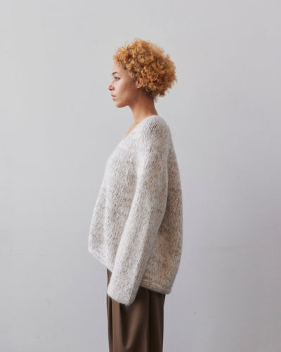 Lauren Manoogian Handknit Marl Cardigan, White/Pebble