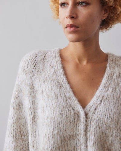 Lauren Manoogian Handknit Marl Cardigan, White/Pebble