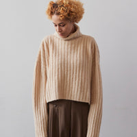 Lauren Manoogian Plush Rib Turtleneck, Alabaster