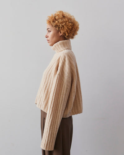 Lauren Manoogian Plush Rib Turtleneck, Alabaster