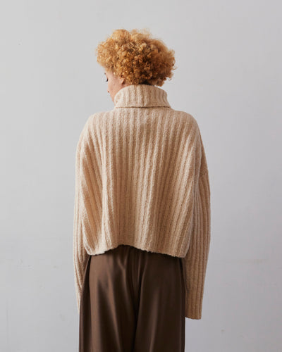Lauren Manoogian Plush Rib Turtleneck, Alabaster