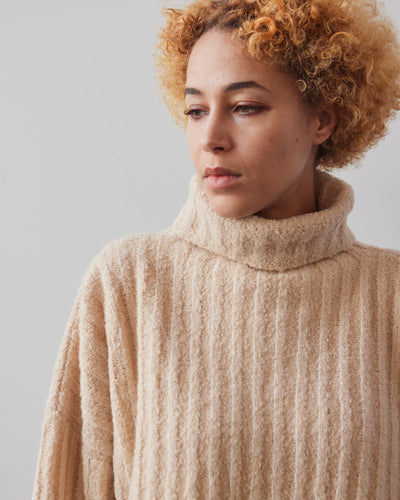 Lauren Manoogian Plush Rib Turtleneck, Alabaster