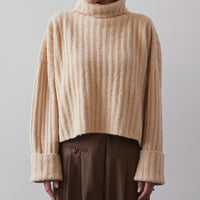 Lauren Manoogian Plush Rib Turtleneck, Alabaster