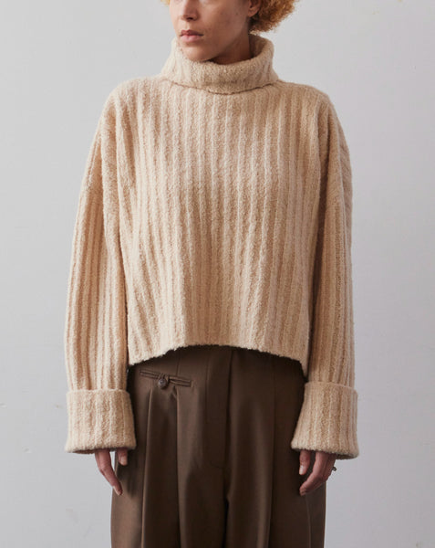 Lauren Manoogian Plush Rib Turtleneck, Alabaster | Glasswing