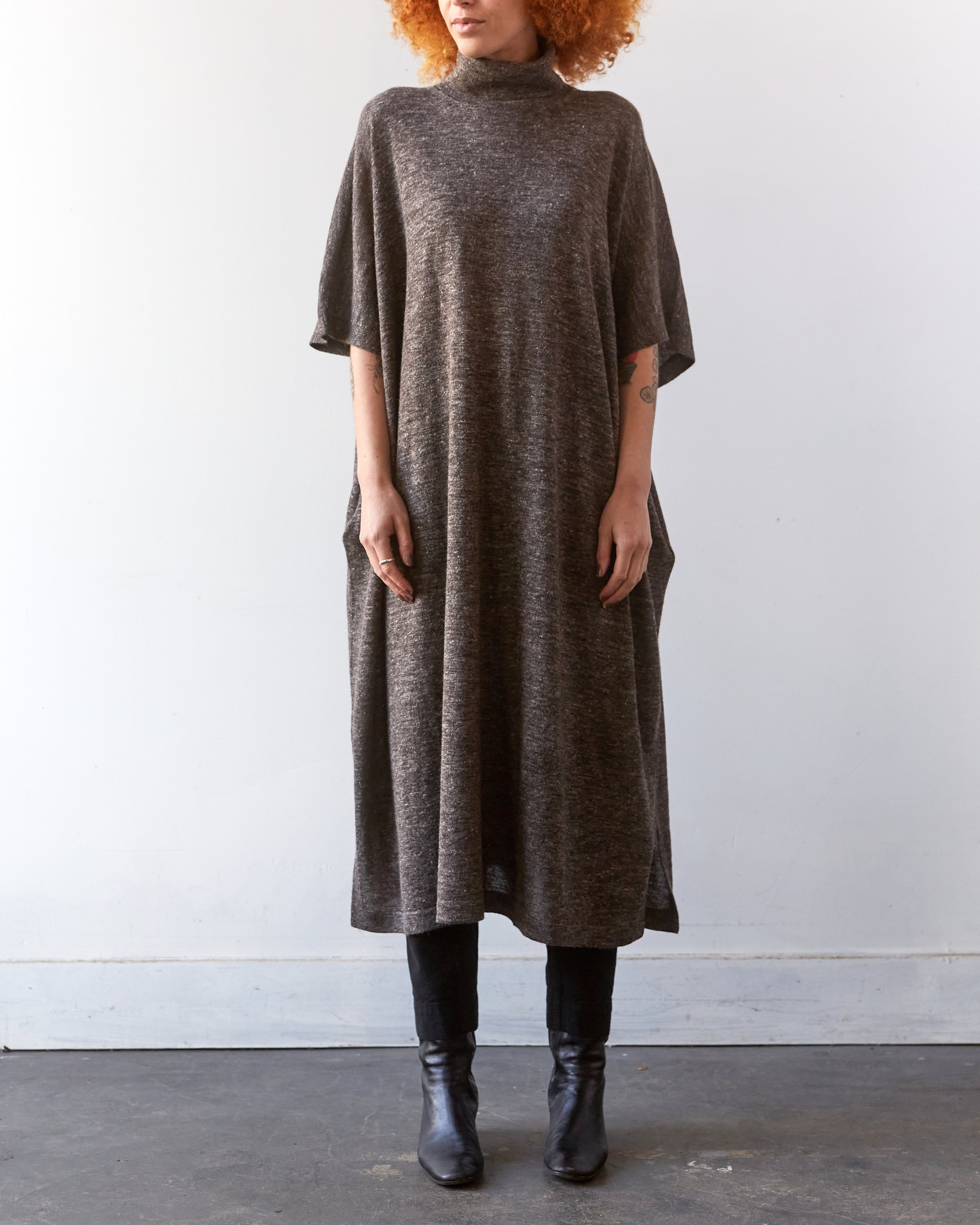 Lauren Manoogian Turtleneck Caftan, Blackened Flax | Glasswing