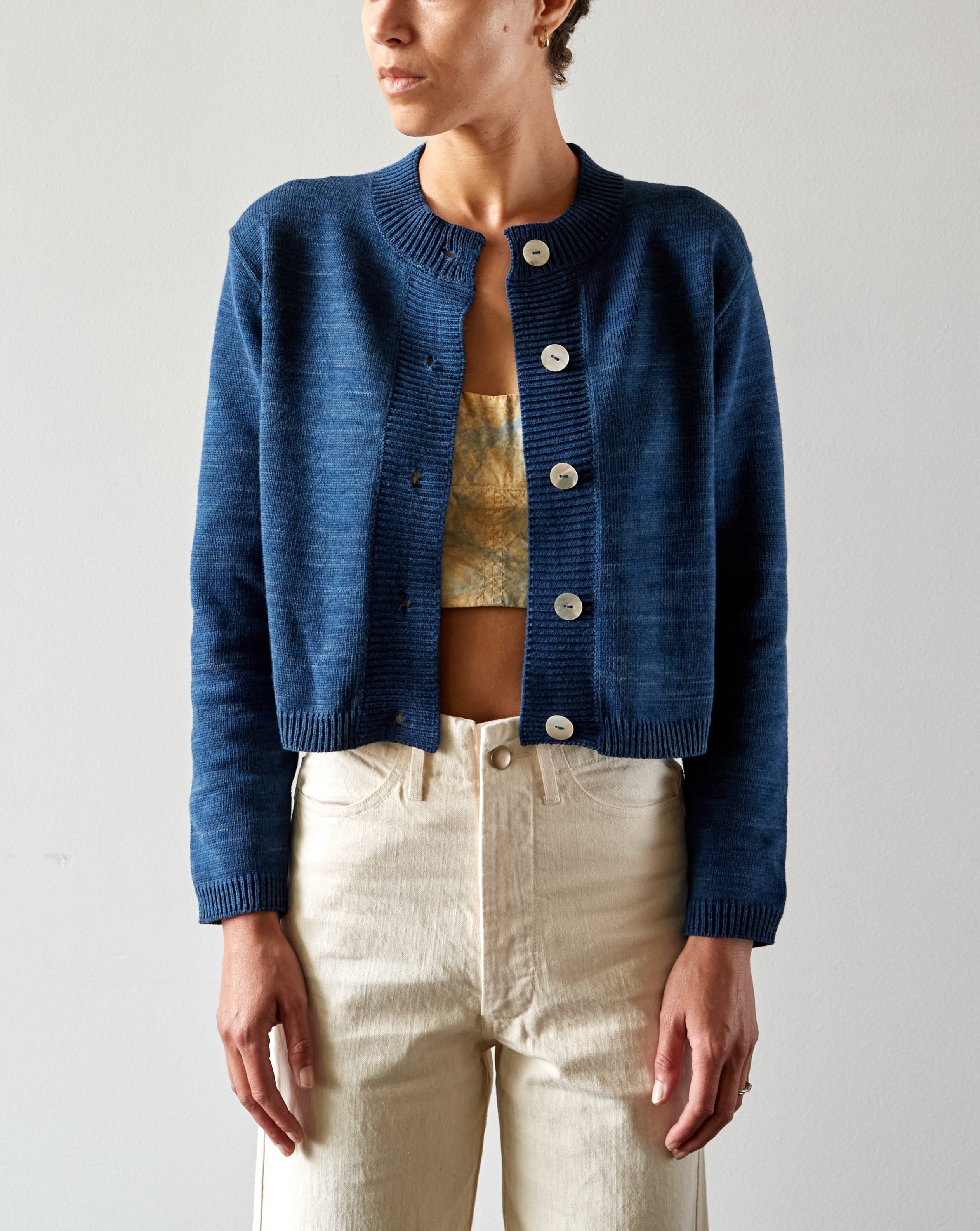 Maria Stanley Cotton Cardi, Indigo | Glasswing