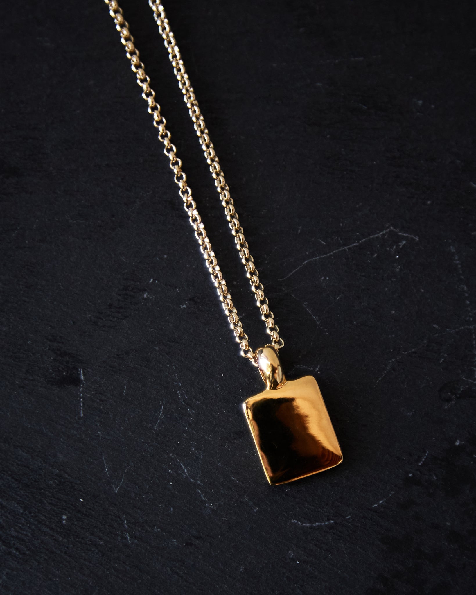 Maslo Square Pendant Necklace, Gold