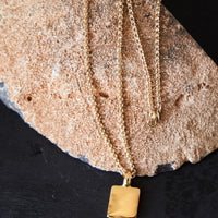 Maslo Square Pendant Necklace, Gold