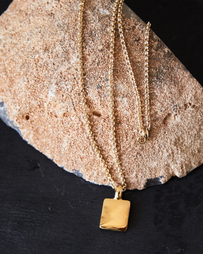 Maslo Square Pendant Necklace, Gold