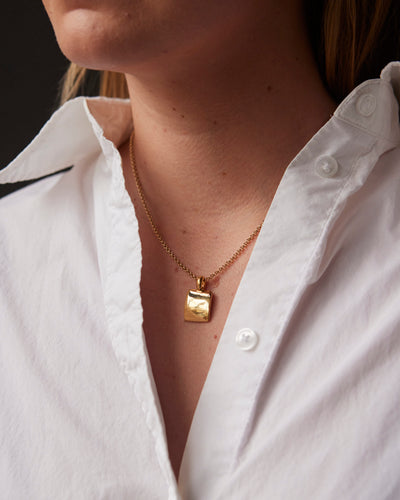 Maslo Square Pendant Necklace, Gold