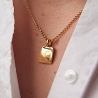 Maslo Square Pendant Necklace, Gold