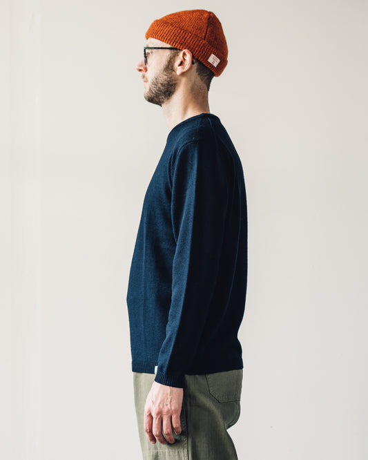 Merz b. Schwanen Relaxed Crewneck Pullover, Dark Navy