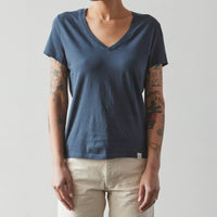 Merz b. Schwanen Loose V-Neck T-Shirt, Denim Blue