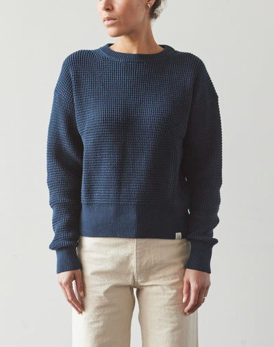 Merz b. Schwanen Relaxed Crewneck Pullover, Deep Blue