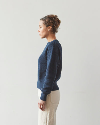 Merz b. Schwanen Relaxed Crewneck Pullover, Deep Blue