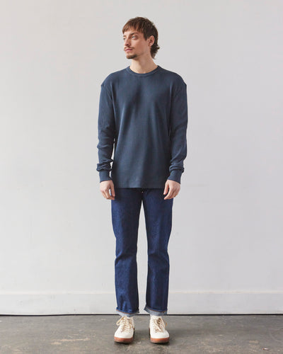 Merz b. Schwanen Waffle Structure Longsleeve, Denim Blue