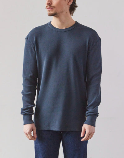 Merz b. Schwanen Waffle Structure Longsleeve, Denim Blue