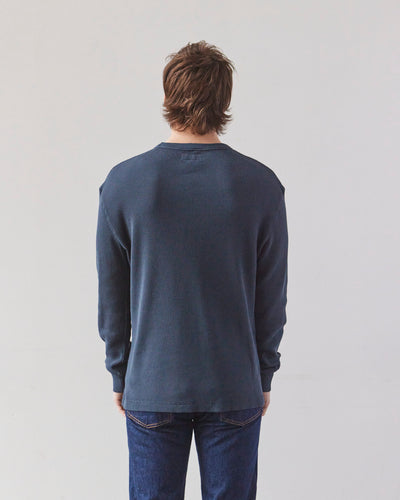 Merz b. Schwanen Waffle Structure Longsleeve, Denim Blue