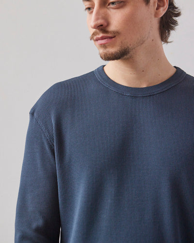 Merz b. Schwanen Waffle Structure Longsleeve, Denim Blue