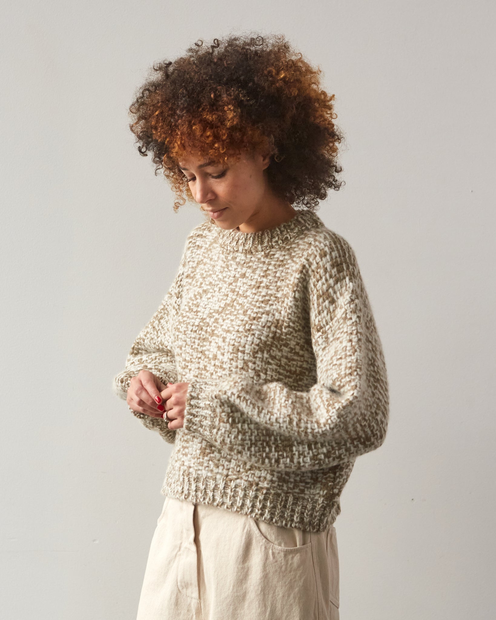 Micaela Greg Marle Sweater, Olive/Cream