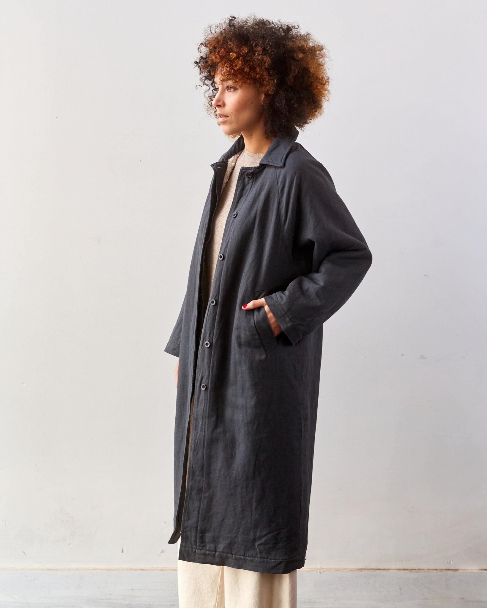 Micaela Greg Sherpa Lined Trench Coat, Charcoal