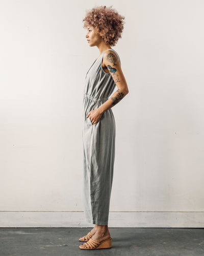 Cordera Linen Jumpsuit, Silver Blue