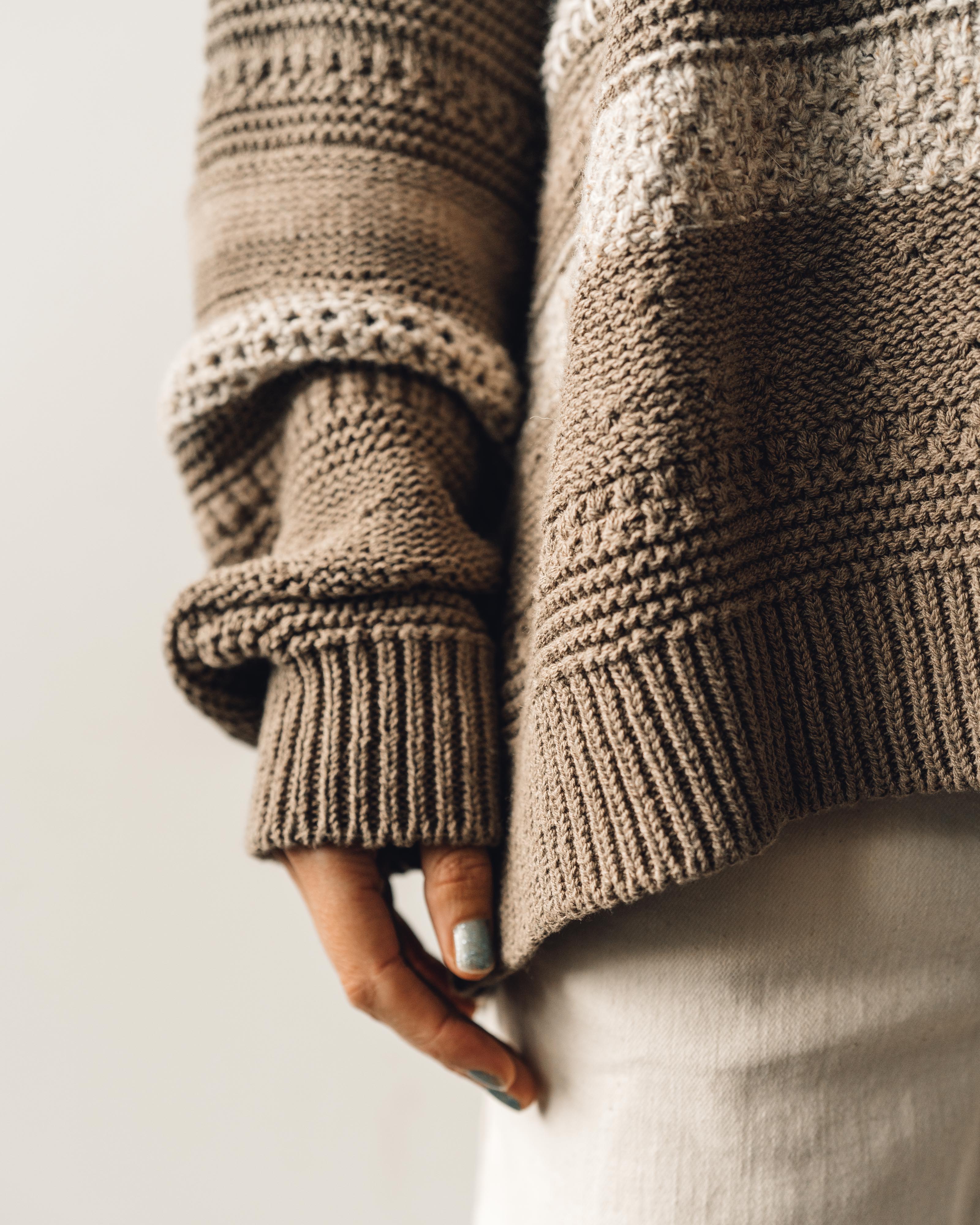 Cordera Natural Patched Sweater, Taupe – Glasswing