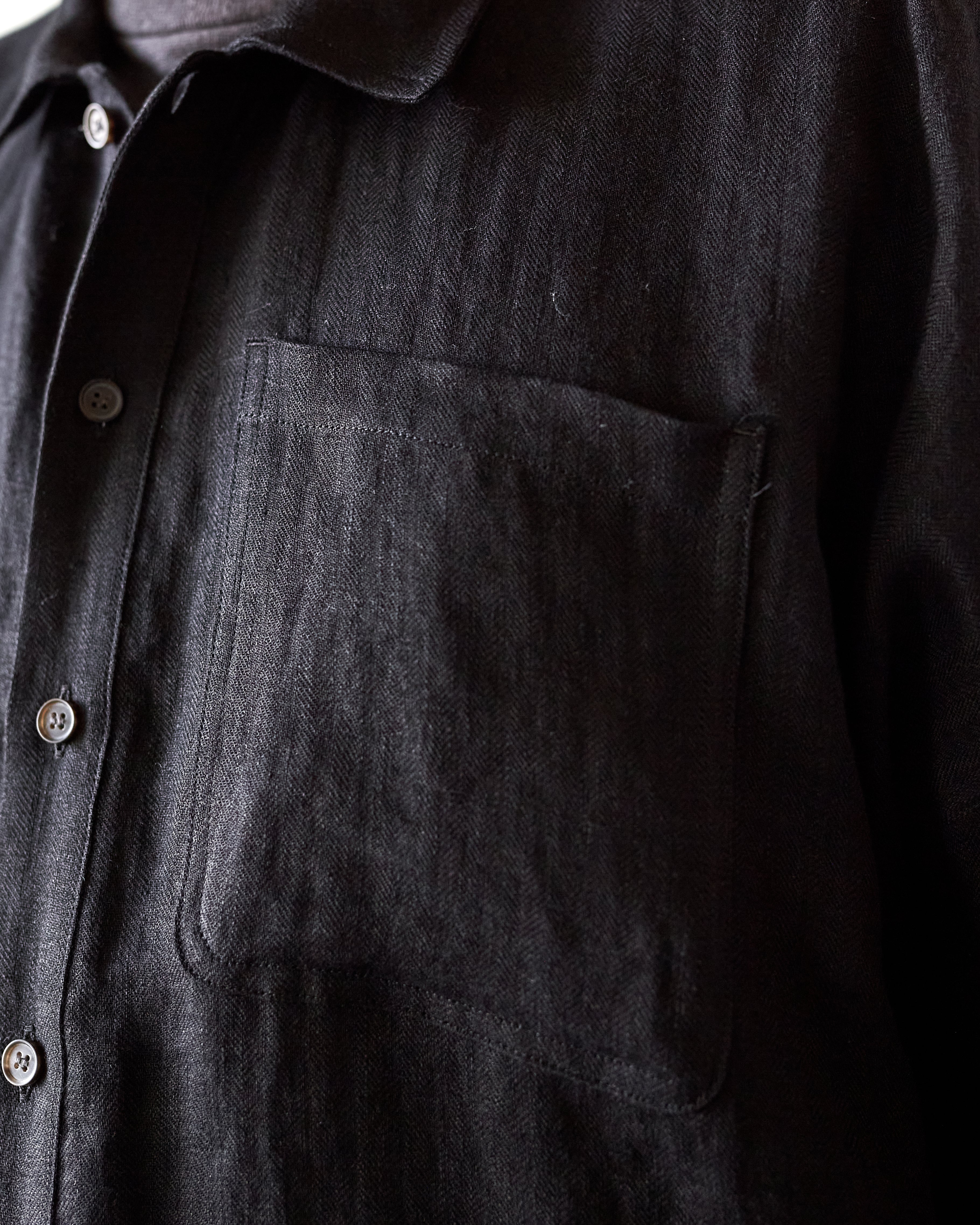 O-Project Bomber Shirt, Black Herringbone – Glasswing