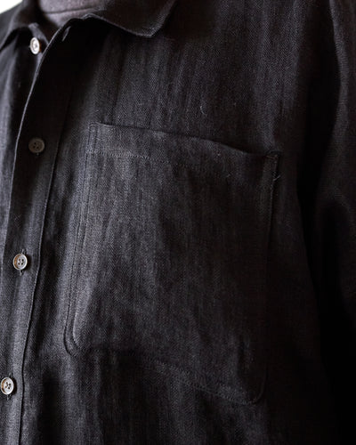 O-Project Bomber Shirt, Black Herringbone