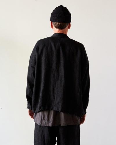 O-Project Bomber Shirt, Black Herringbone