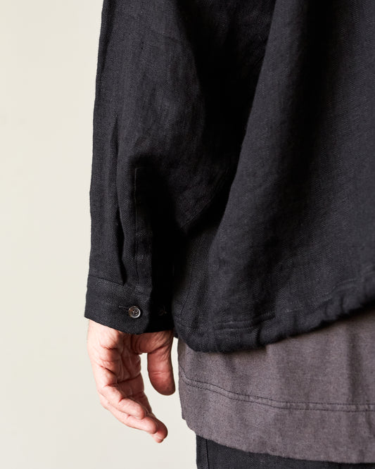 O-Project Bomber Shirt, Black Herringbone