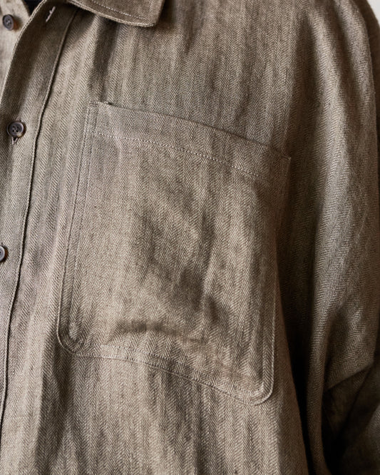 O-Project Bomber Shirt, Grey Herringbone