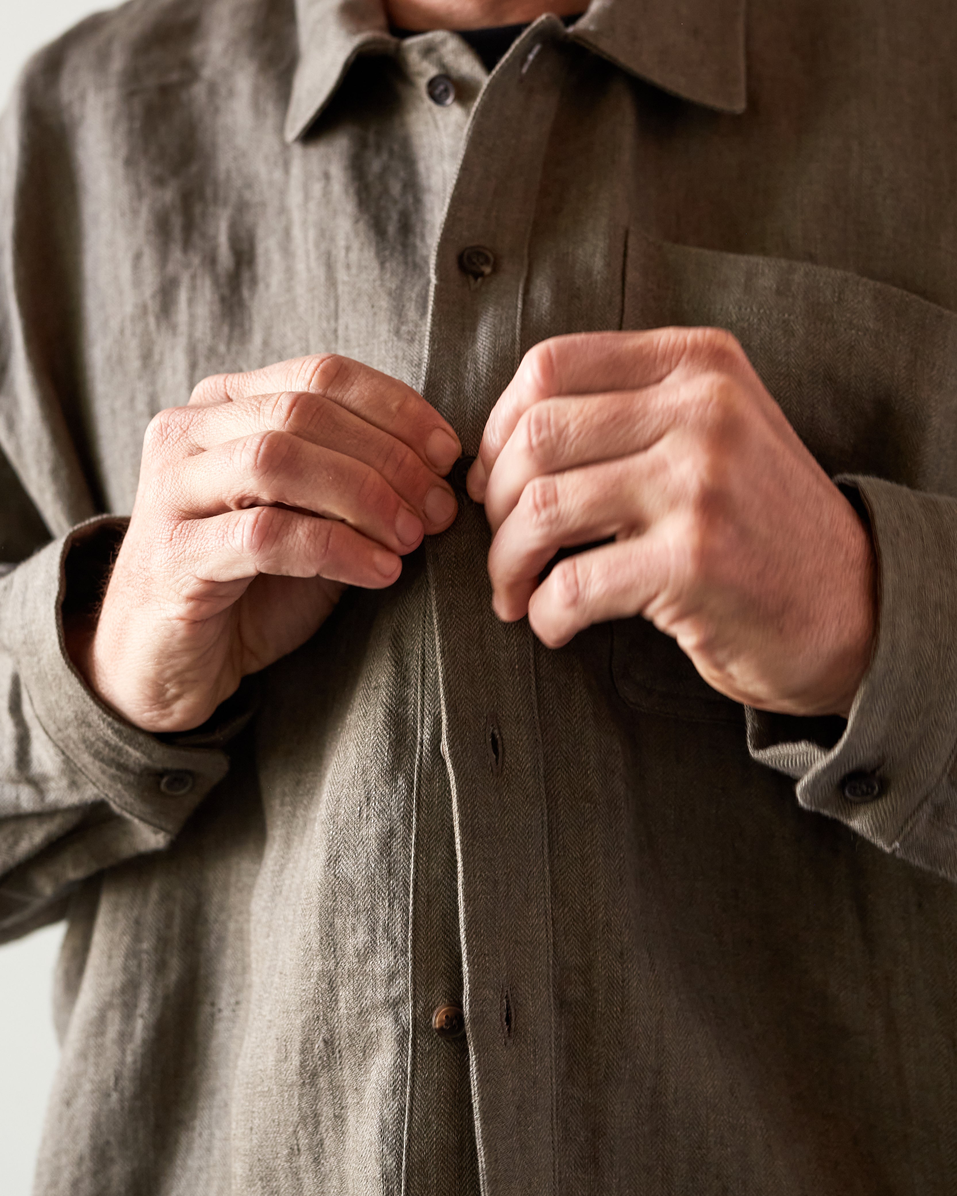 O-Project Bomber Shirt, Grey Herringbone – Glasswing